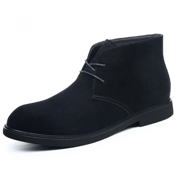 Ghete Martin din piele nubuk de bovine, talpă din cauciuc, toc mic 1-3 cm, vârf ascuțit