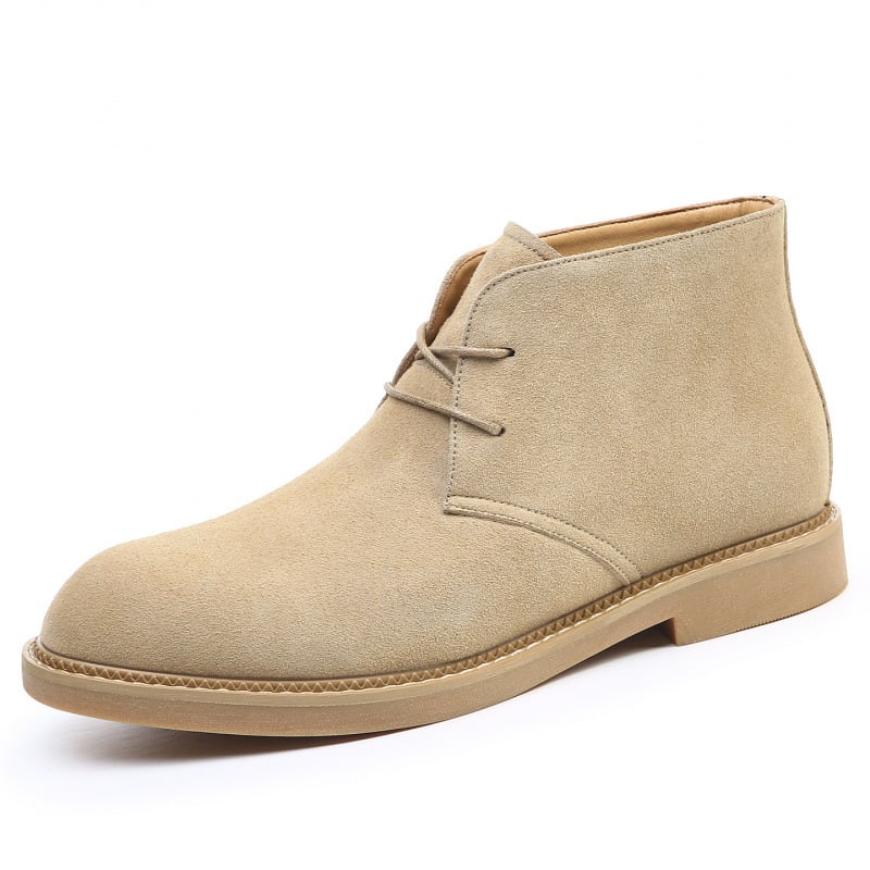 Ghete Martin din piele nubuk de bovine, talpă din cauciuc, toc mic 1-3 cm, vârf ascuțit