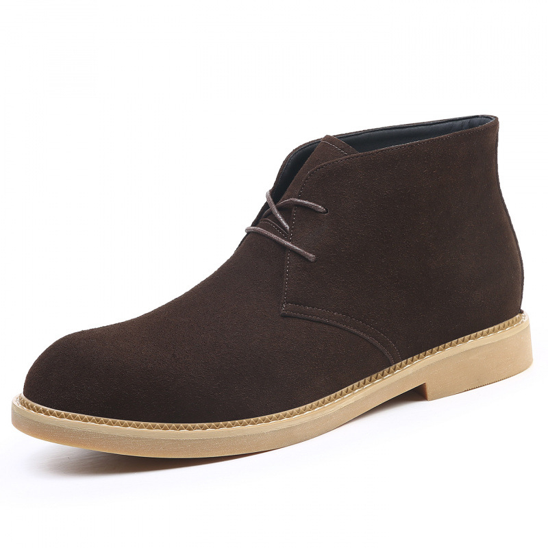 Ghete Martin din piele nubuk de bovine, talpă din cauciuc, toc mic 1-3 cm, vârf ascuțit