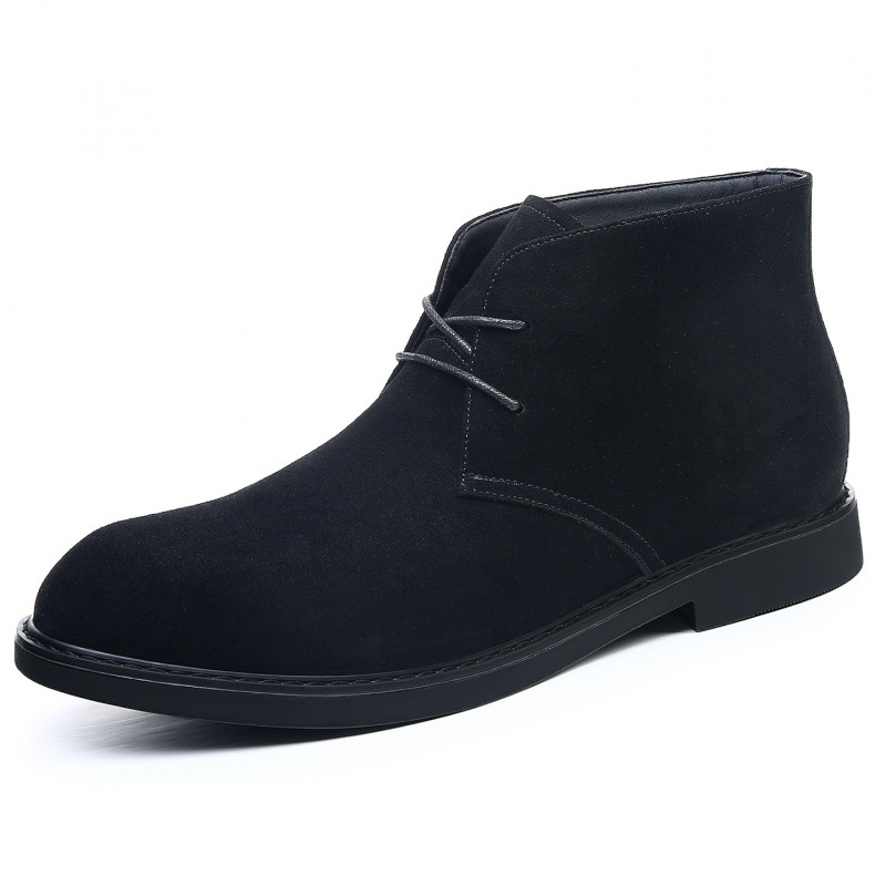 Ghete Martin din piele nubuk de bovine, talpă din cauciuc, toc mic 1-3 cm, vârf ascuțit