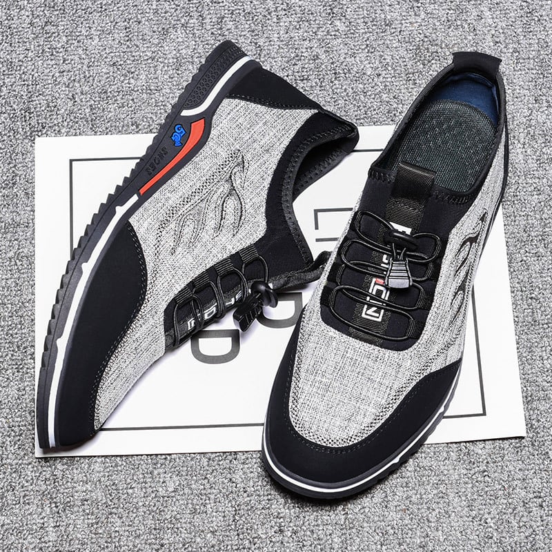 Vīriešu elpojošas kokvilnas auduma kurpes ar gumijas zoli, apaļš purns, zems papēdis, ikdienas čības