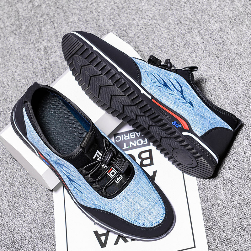 Vīriešu elpojošas kokvilnas auduma kurpes ar gumijas zoli, apaļš purns, zems papēdis, ikdienas čības