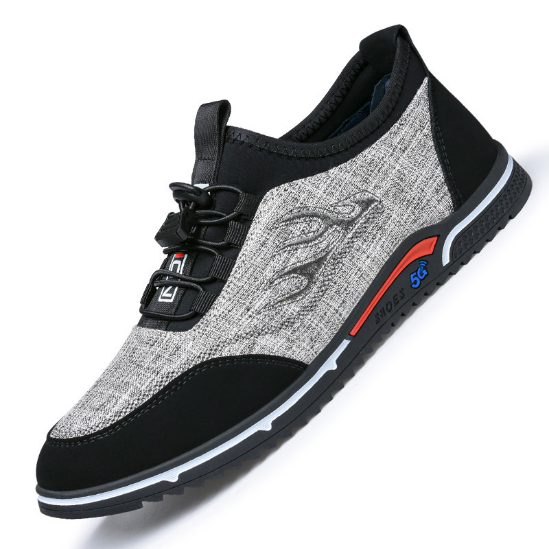 Vīriešu elpojošas kokvilnas auduma kurpes ar gumijas zoli, apaļš purns, zems papēdis, ikdienas čības