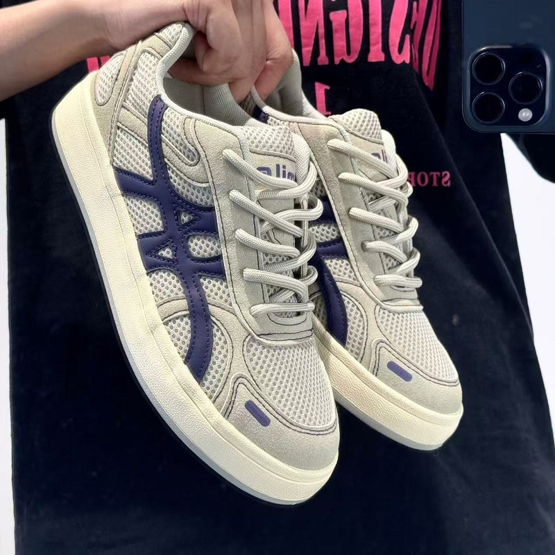 Мъжки платнени обувки — дишаща мрежеста подплата, противохлъзгаща гумена подметка, вулканизирана конструкция, ниско горнище, връзки