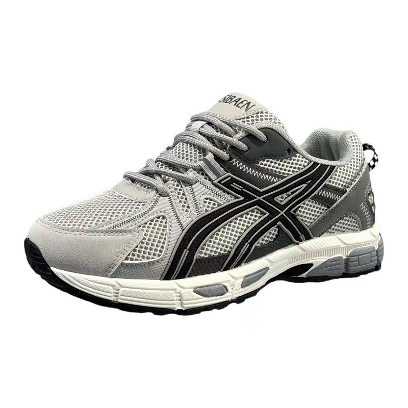 Мъжки мрежести обувки за ежедневието - ниско горно, връзки отпред, дишаща мрежеста горна част, PVC подметка с инжекционно формоване, кръгла носна част