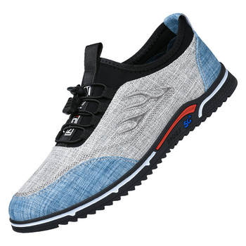 Vīriešu elpojošas etniskā kokvilnas auduma kurpes, gumijas zole, apaļš purns