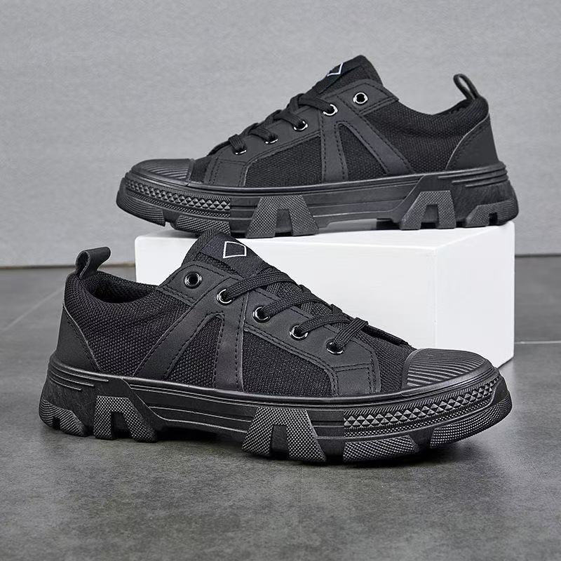 Унисекс платнени работни обувки с нехлъзгаща се подметка, износоустойчиви и дишащи, с инжекционно формована подметка.