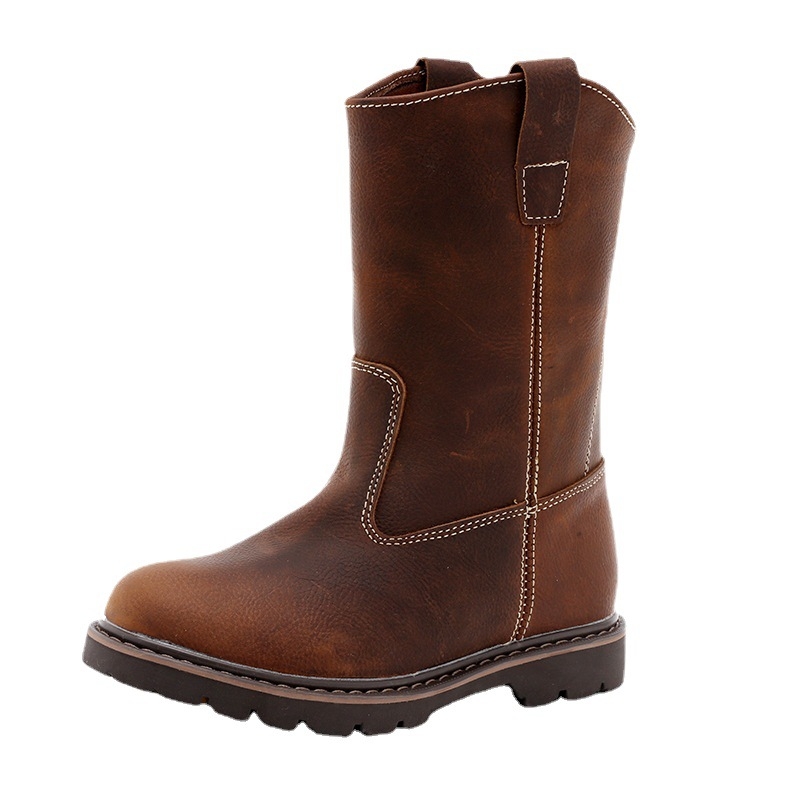 Ghete de cavaler, exterior din piele de vită de înaltă calitate; talpă din cauciuc; vârf rotund; toc mic 1-3 cm