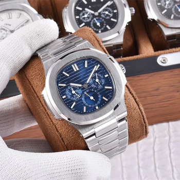 Ceas mecanic pentru bărbați, mișcare 240 (Pearl), carcasă și brățară din oțel inox, cristal de safir, calendar și faze ale lunii