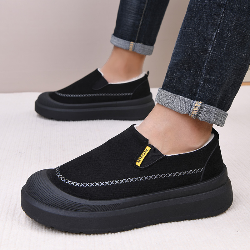 Vīriešu ziemas iekšējās kurpes papuče: velūra augšdaļa, gumijas zole, pretslīdēšana, silta odere, bieza zole