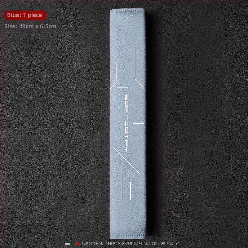 Automobilio diržo peties apsauga iš zomšos, išplėsta konstrukcija, universalus visoms sezonoms, su prisitaikoma apdaila ir logotipo spausdinimu; Cool Car Jun prekės ženklas; svoris 0,2 kg