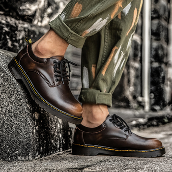 Tooling čizme s pravom kožom, okrugli vrh, niski klinasti potpetica, proljetno-retro Martin stil, Knight Boots