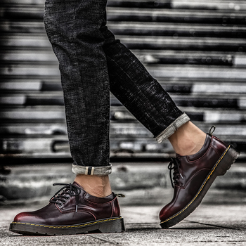Tooling čizme s pravom kožom, okrugli vrh, niski klinasti potpetica, proljetno-retro Martin stil, Knight Boots