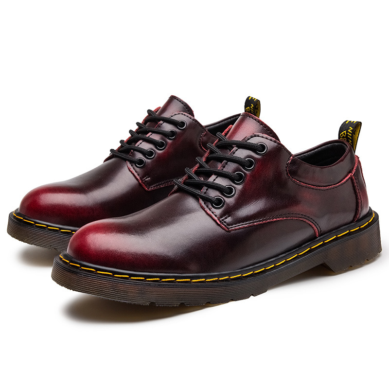 Tooling čizme s pravom kožom, okrugli vrh, niski klinasti potpetica, proljetno-retro Martin stil, Knight Boots