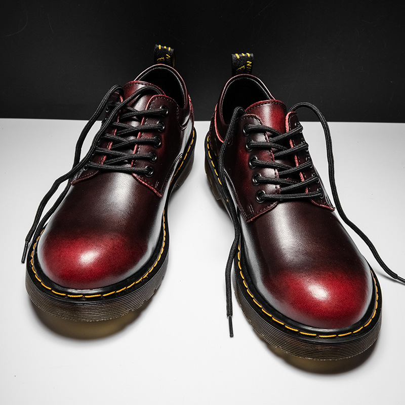 Tooling čizme s pravom kožom, okrugli vrh, niski klinasti potpetica, proljetno-retro Martin stil, Knight Boots