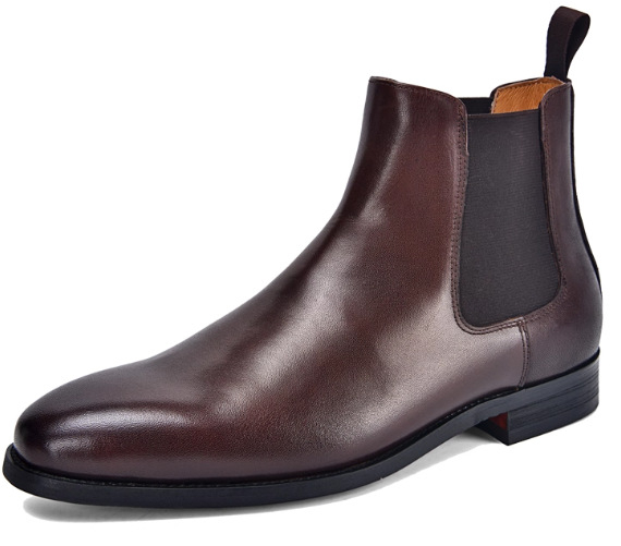 Chelsea μποτάκια από γνήσιο δέρμα, σόλα από καουτσούκ, στρογγυλή μύτη, χαμηλό ύψος