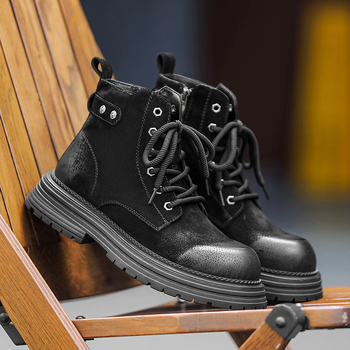 Férfi Martin bakancs, brit stílus, magas, felső rész pigskin, gumí talp, mesh belső, PU talpbetét