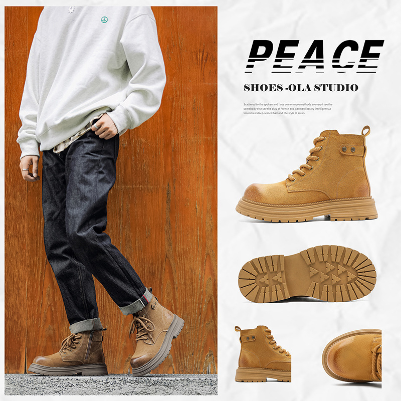 Férfi Martin bakancs, brit stílus, magas, felső rész pigskin, gumí talp, mesh belső, PU talpbetét