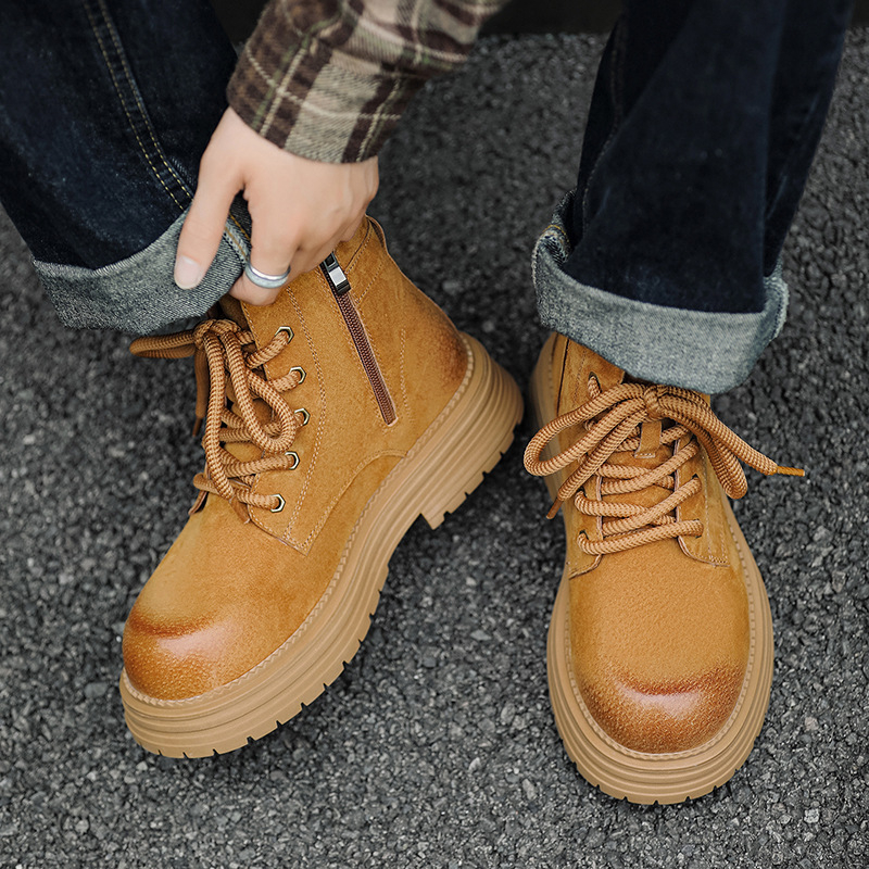 Férfi Martin bakancs, brit stílus, magas, felső rész pigskin, gumí talp, mesh belső, PU talpbetét