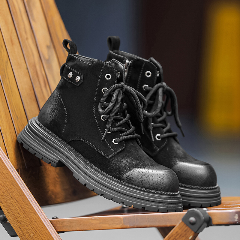 Férfi Martin bakancs, brit stílus, magas, felső rész pigskin, gumí talp, mesh belső, PU talpbetét