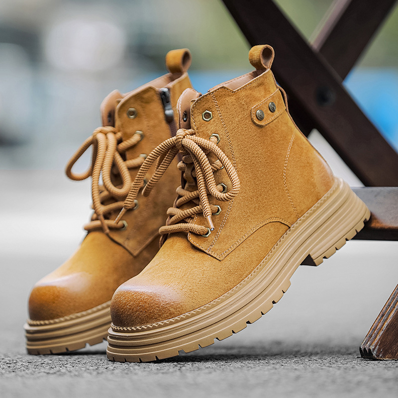 Férfi Martin bakancs, brit stílus, magas, felső rész pigskin, gumí talp, mesh belső, PU talpbetét