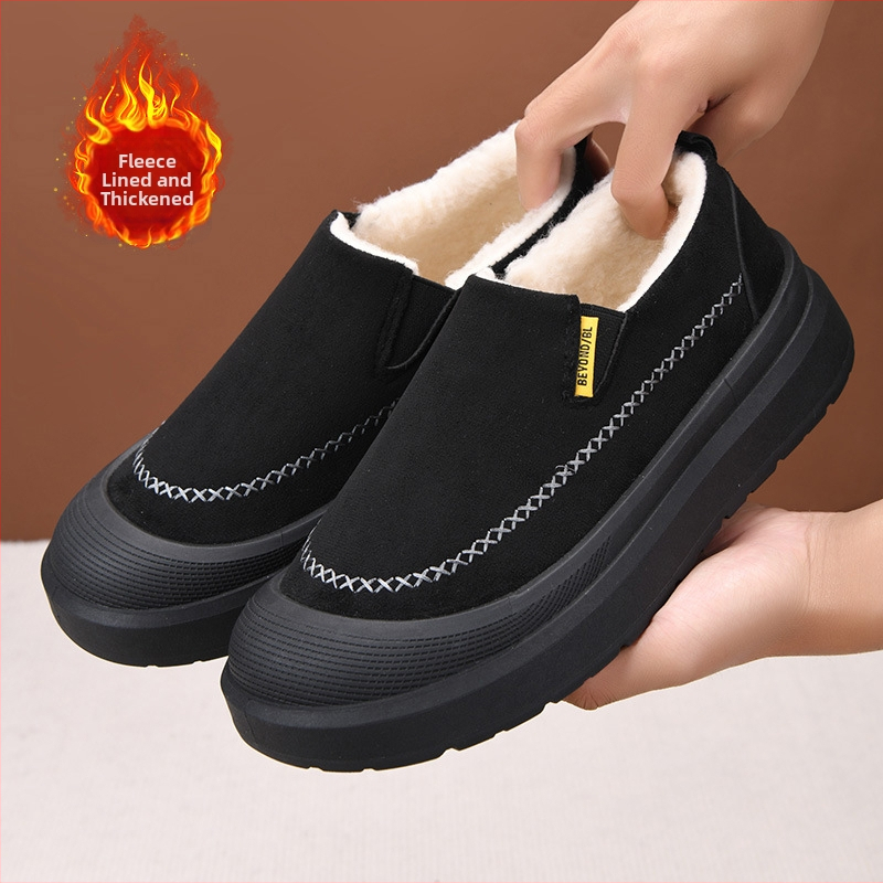 Vīriešu velūra čības ziemai 2025, ar siltu odere, bieza zole, pretslīdošas