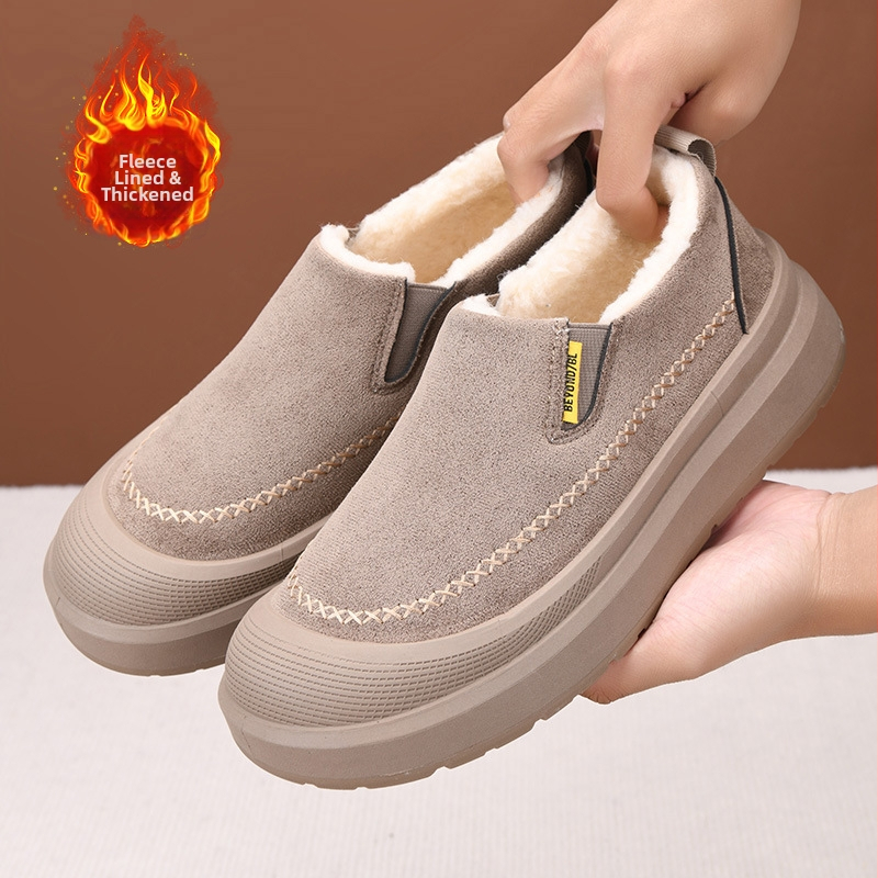Vīriešu velūra čības ziemai 2025, ar siltu odere, bieza zole, pretslīdošas