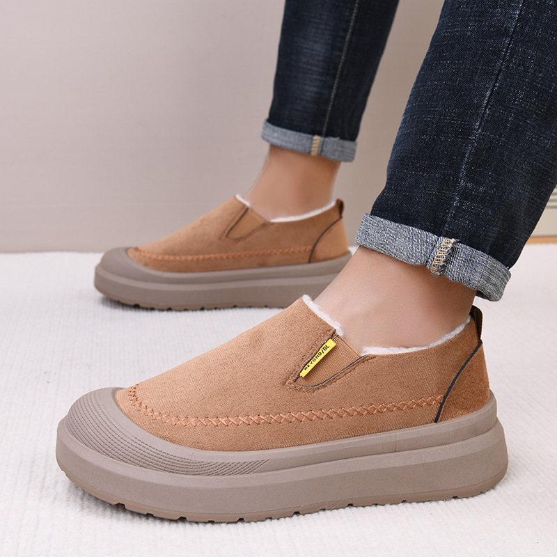 Vīriešu velūra čības ziemai 2025, ar siltu odere, bieza zole, pretslīdošas