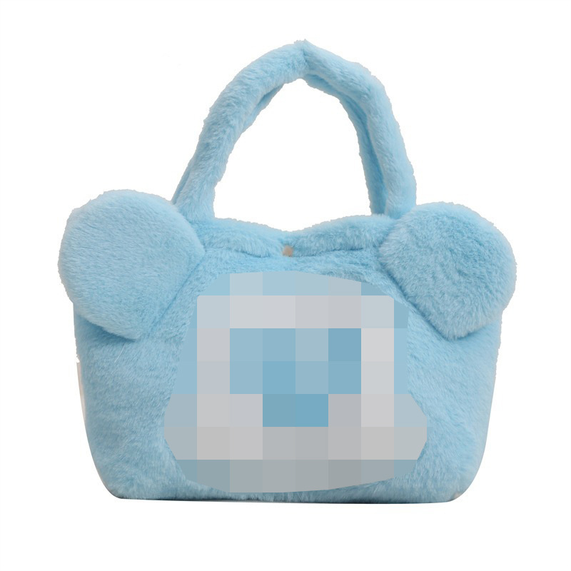 Gyerekbarát karikatúra plush táska, függőleges négyszög alakú forma, poliészter bélés, nyitott külső zseb, puha anyag