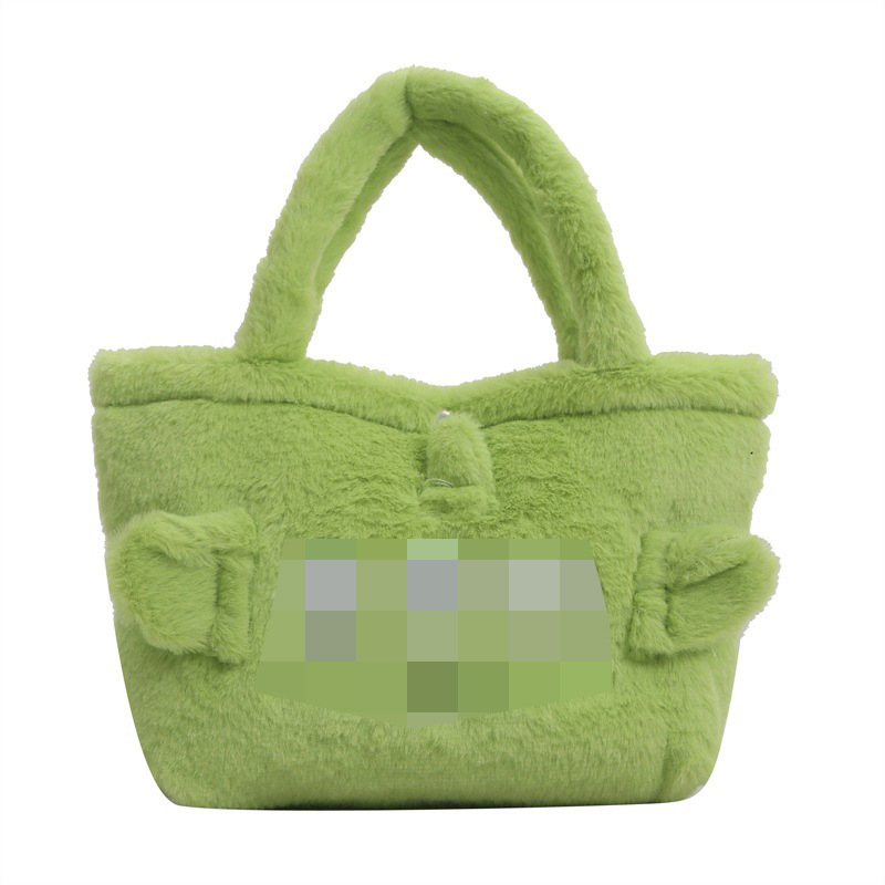 Gyerekbarát karikatúra plush táska, függőleges négyszög alakú forma, poliészter bélés, nyitott külső zseb, puha anyag