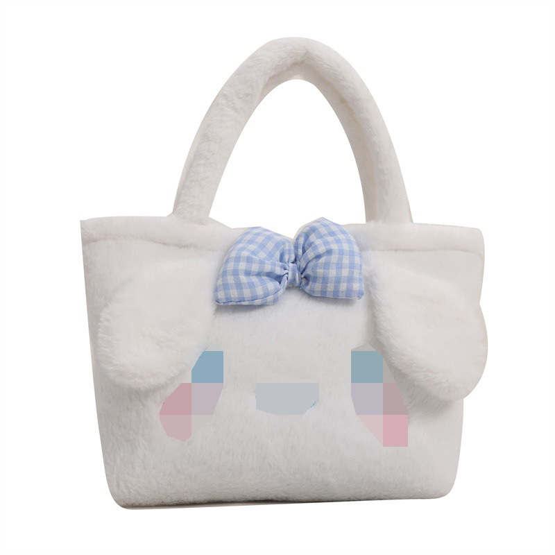 Gyerekbarát karikatúra plush táska, függőleges négyszög alakú forma, poliészter bélés, nyitott külső zseb, puha anyag