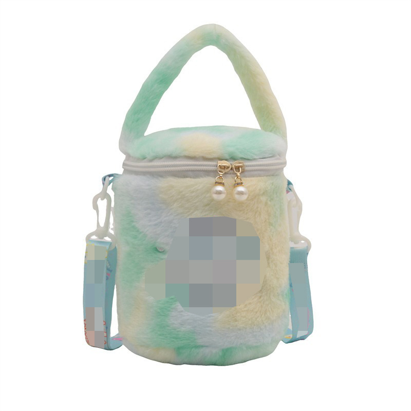 Gyerekbarát karikatúra plush táska, függőleges négyszög alakú forma, poliészter bélés, nyitott külső zseb, puha anyag