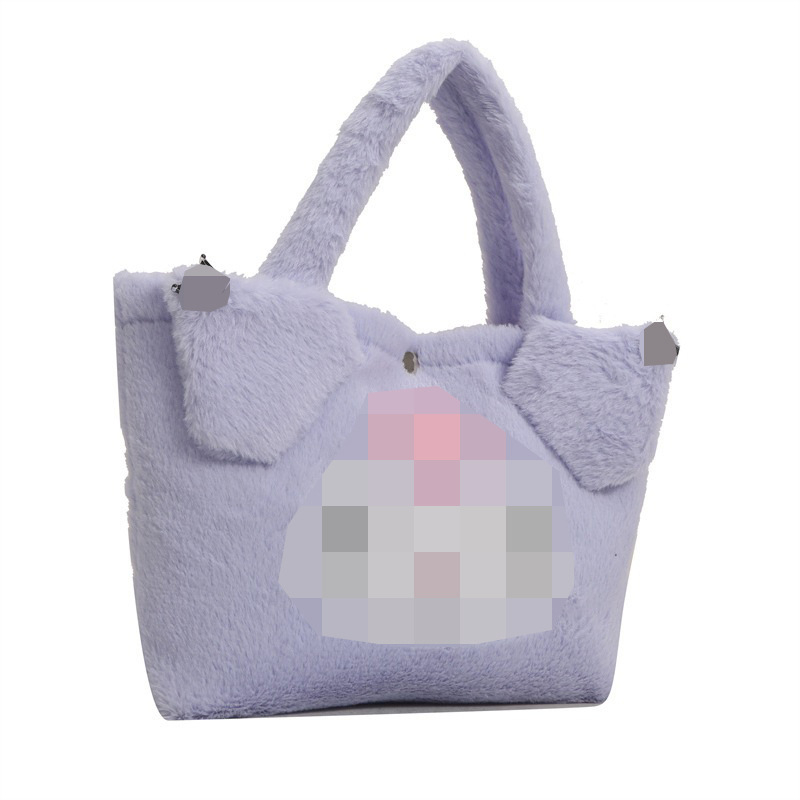 Gyerekbarát karikatúra plush táska, függőleges négyszög alakú forma, poliészter bélés, nyitott külső zseb, puha anyag