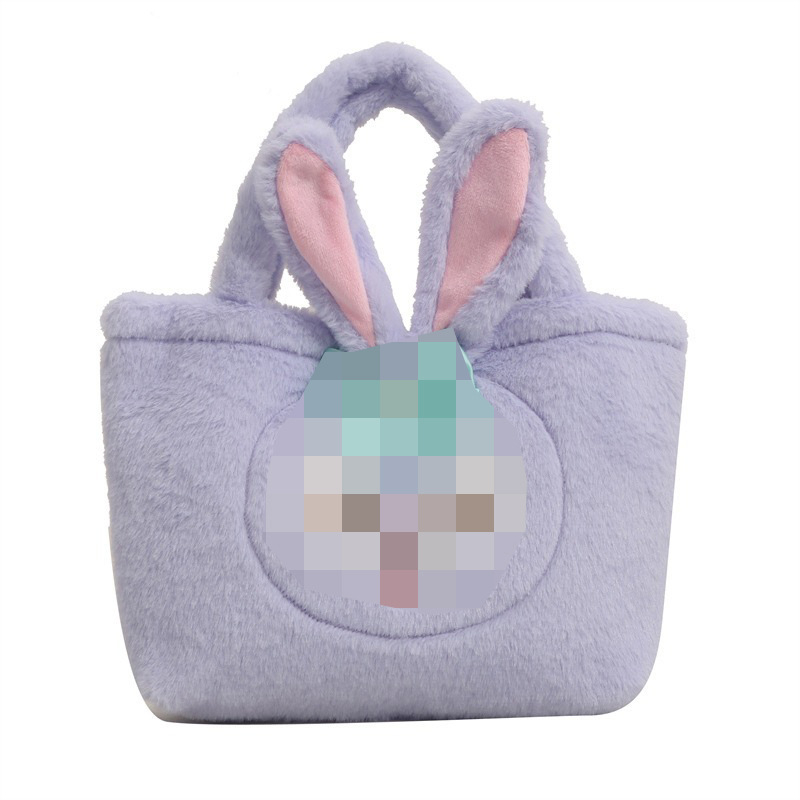 Gyerekbarát karikatúra plush táska, függőleges négyszög alakú forma, poliészter bélés, nyitott külső zseb, puha anyag