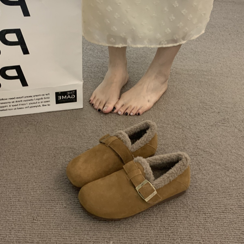 Női Birkenstock-stílusú slip‑on cipő, vastag talppal, fleece bélés, felsőrész: Super Fiber, gumitalp