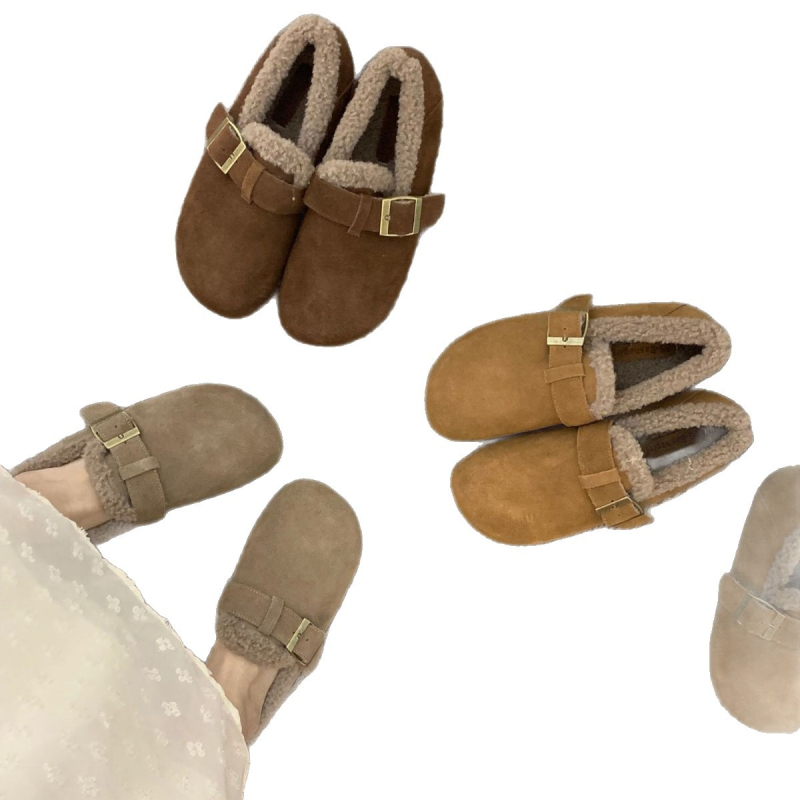 Női Birkenstock-stílusú slip‑on cipő, vastag talppal, fleece bélés, felsőrész: Super Fiber, gumitalp