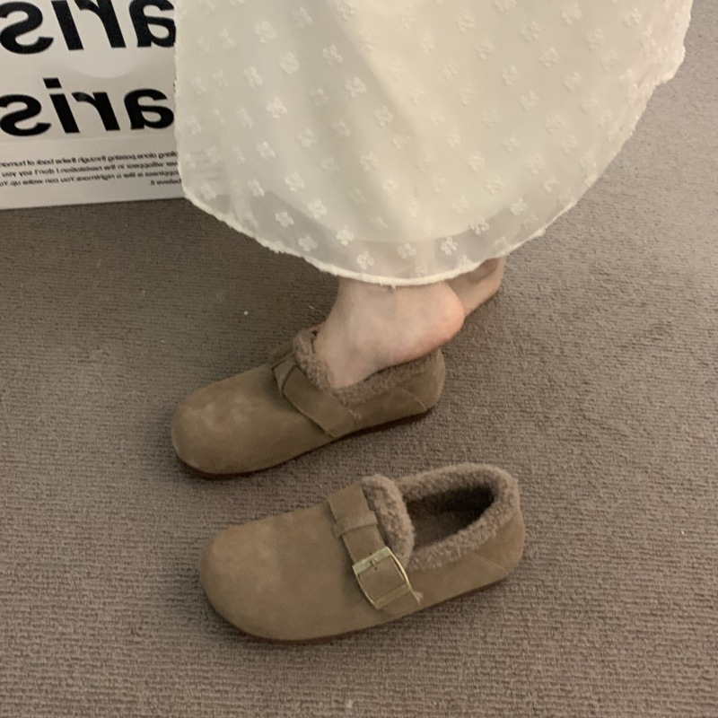 Női Birkenstock-stílusú slip‑on cipő, vastag talppal, fleece bélés, felsőrész: Super Fiber, gumitalp