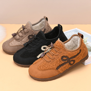 Női téli cipő plüss béléssel, velúr felső, gumitalp, alacsony szárú, slip-on