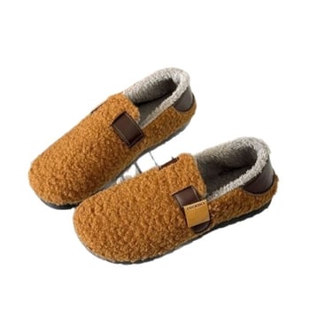 Női pamut cipő bolyhos béléssel, alacsony felső rész, lapos sarka, PVC talp