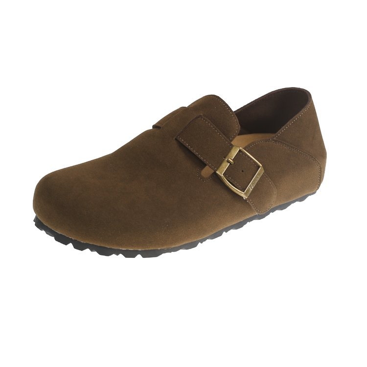 Ženske Slip-On ravne cipele - nubuk gornji dio, zaobljena nosnica, niski pet, PU ulošak, gumeni potplat