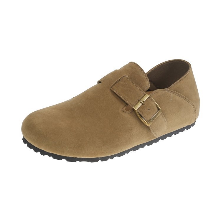 Ženske Slip-On ravne cipele - nubuk gornji dio, zaobljena nosnica, niski pet, PU ulošak, gumeni potplat