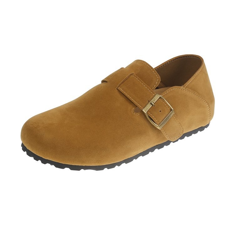 Ženske Slip-On ravne cipele - nubuk gornji dio, zaobljena nosnica, niski pet, PU ulošak, gumeni potplat