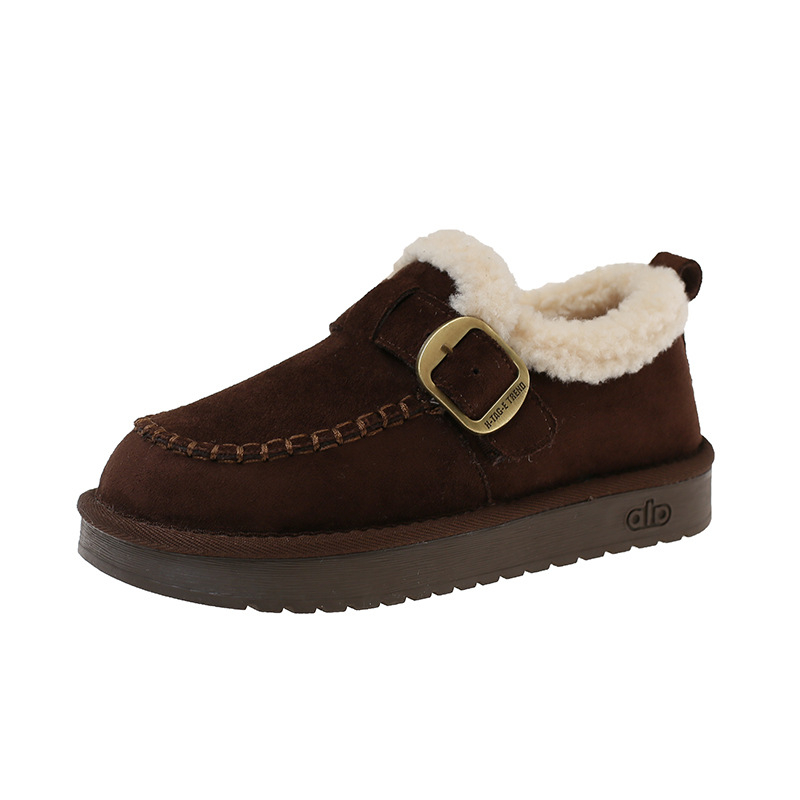 Ženske nubuk kožne loafers s umjetnim kratkim plišom, svakodnevni stil, slip-on, niski potplat 1–3 cm