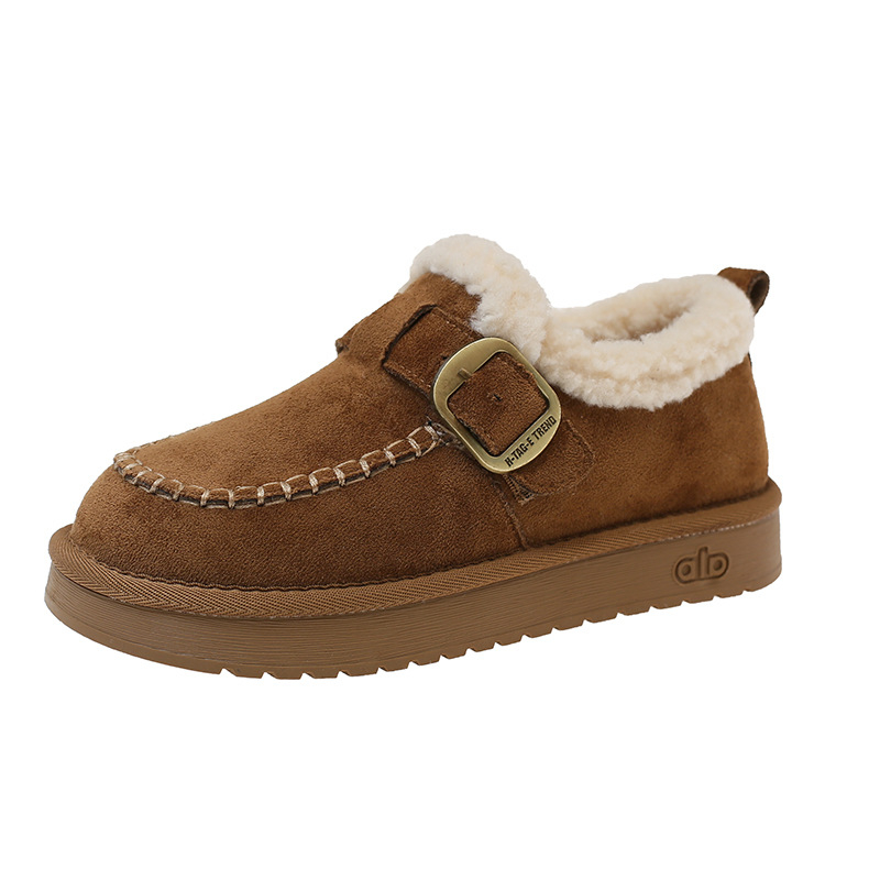 Ženske nubuk kožne loafers s umjetnim kratkim plišom, svakodnevni stil, slip-on, niski potplat 1–3 cm