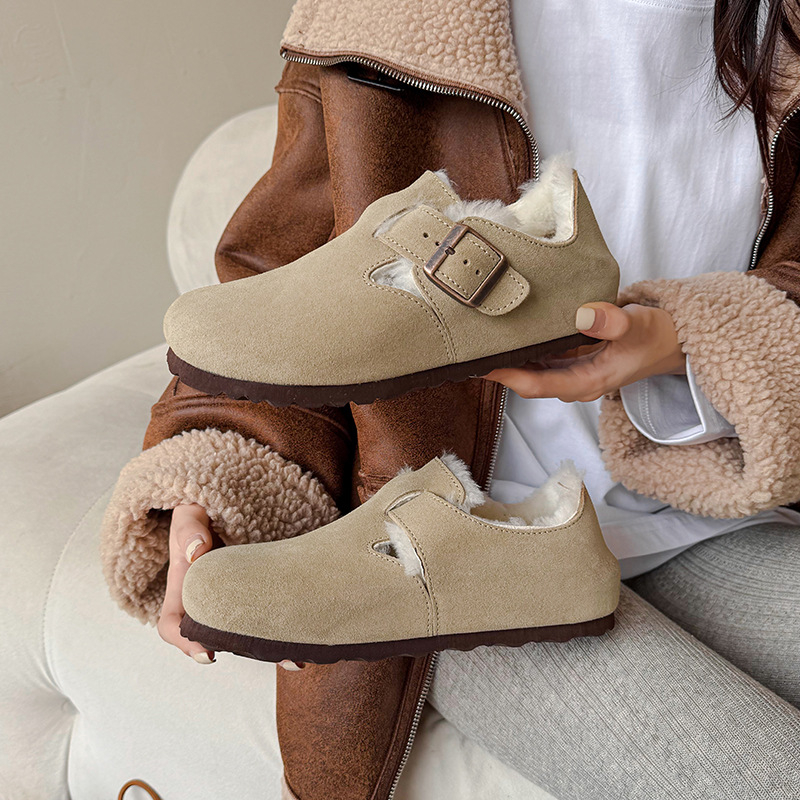 Ženske vodootporne kožne loaferice s vunenom podstavom, EVA potplatom i debelom platformom za zimu