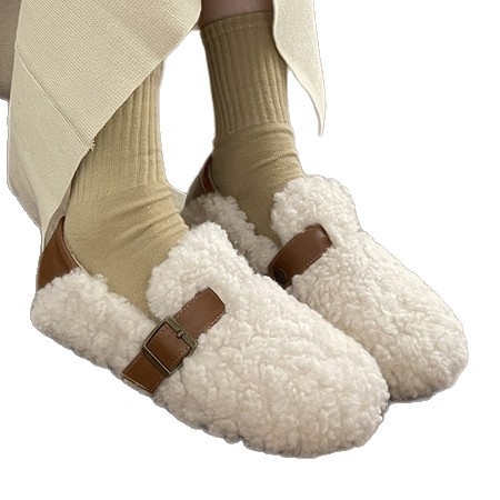 Ženske slip-on cipele od brušenog velura s flis unutranjom, slip-on, niski gornji dio, okrugli vrh, gumeni potplat (jesen/zima 2025)