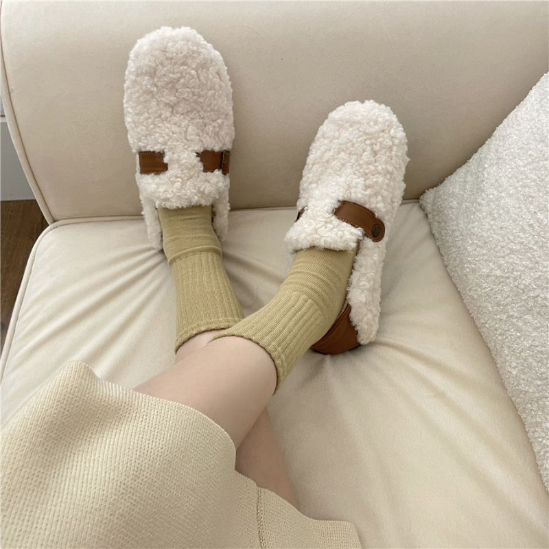 Ženske slip-on cipele od brušenog velura s flis unutranjom, slip-on, niski gornji dio, okrugli vrh, gumeni potplat (jesen/zima 2025)