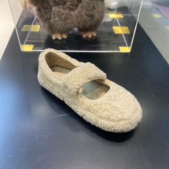 Ženske Mary Jane plošne cipele s plišanim gornjim dijelom, Velcro zatvarač, okrugla špička, niski platformni potplat