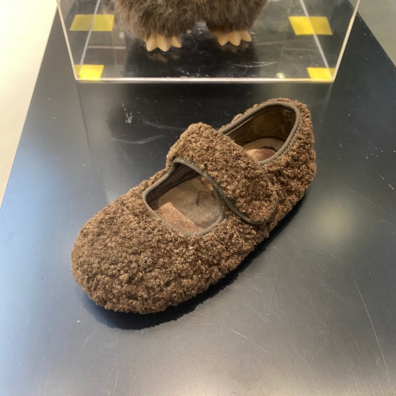 Ženske Mary Jane plošne cipele s plišanim gornjim dijelom, Velcro zatvarač, okrugla špička, niski platformni potplat