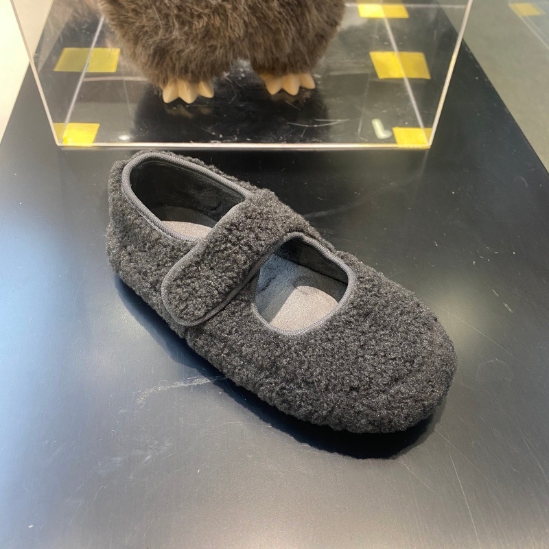Ženske Mary Jane plošne cipele s plišanim gornjim dijelom, Velcro zatvarač, okrugla špička, niski platformni potplat